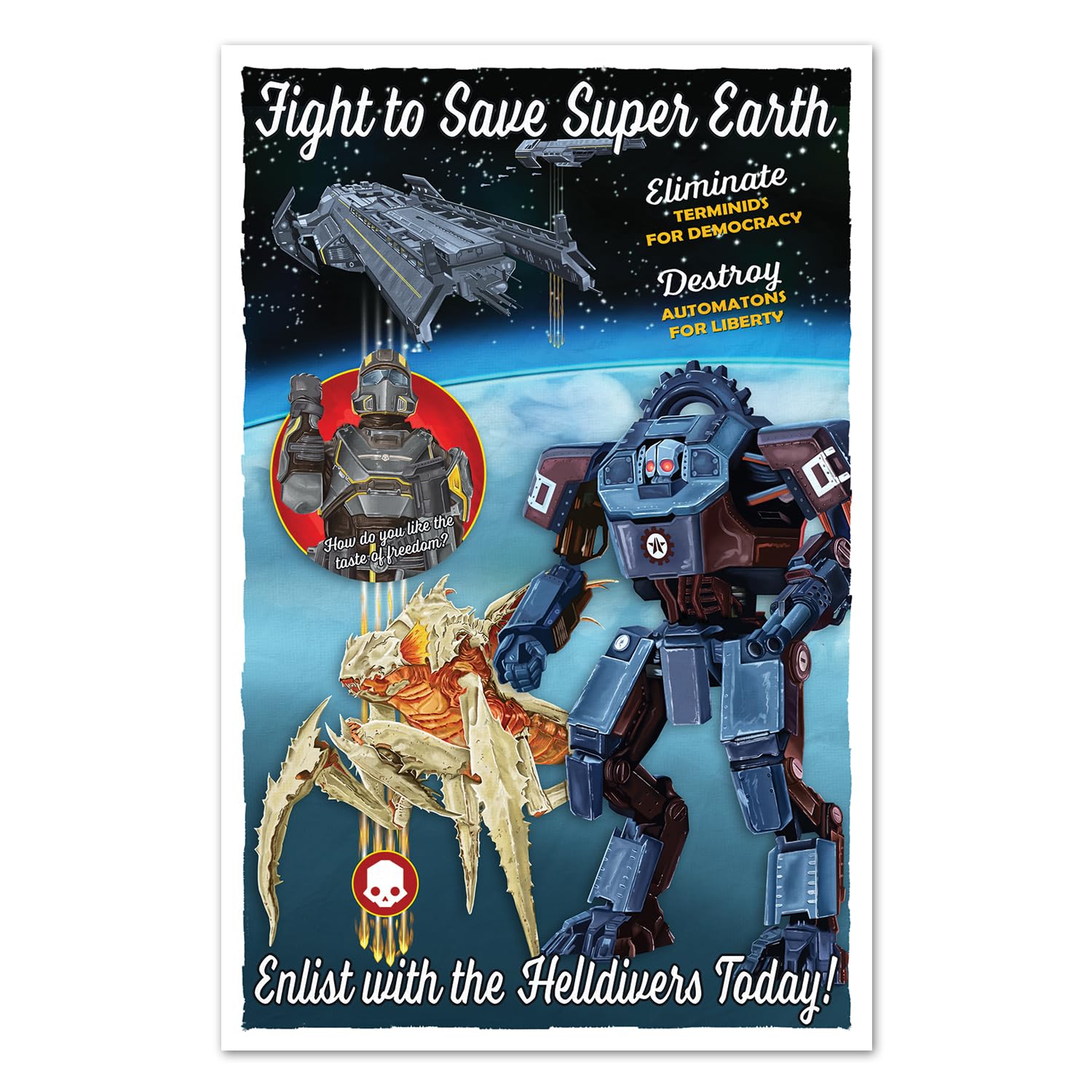 Handmade Helldivers II - Vintage Movie Style Print - 11x17 inches