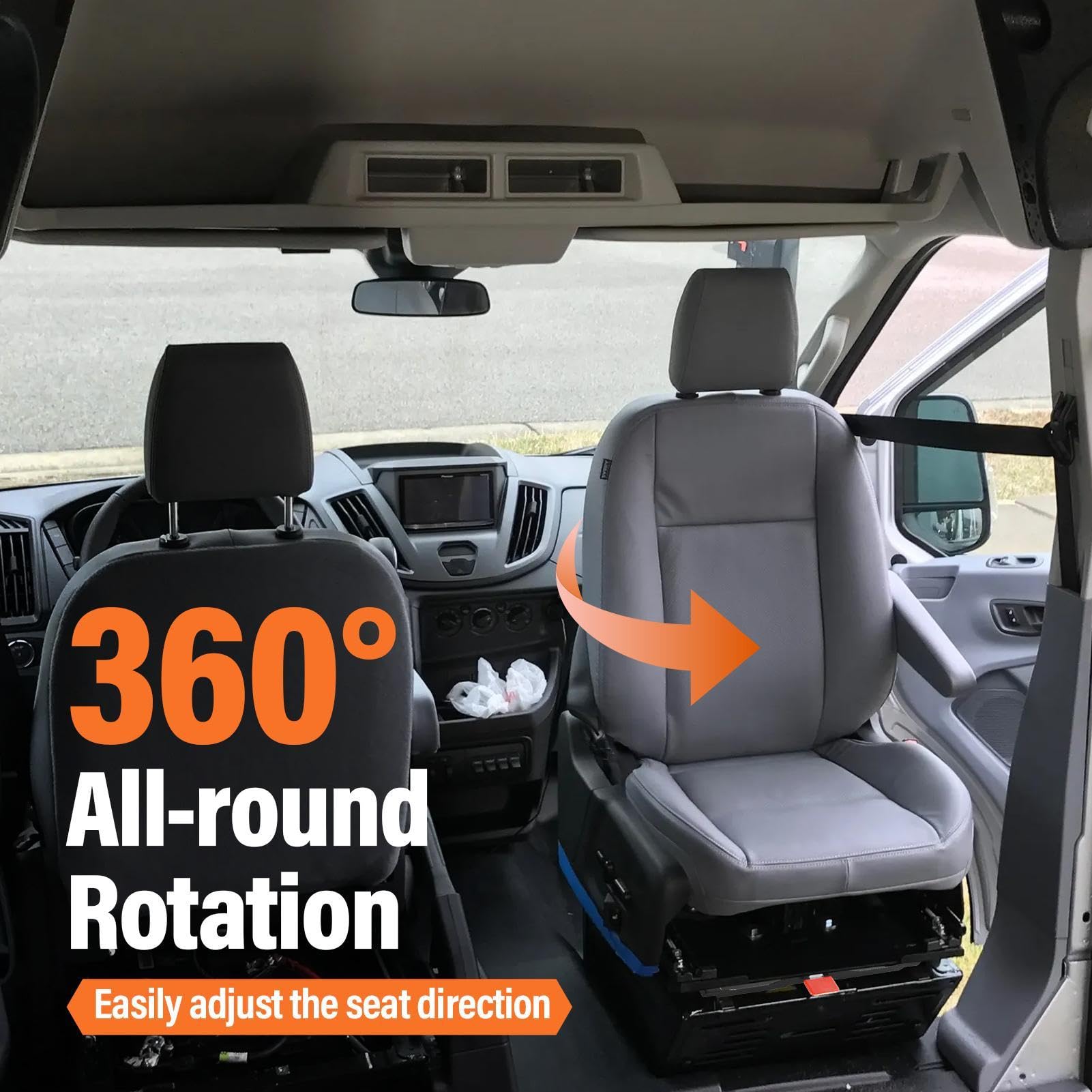RV Drehsitz Basis | Schwerlastige 360-Grad Auto Drehsockel Basis | 200 kg Tragfähigkeit Autositzschwenker für T5 Fahrer- oder Beifahrersitz, Nutzfahrzeuge, Wohnmobil