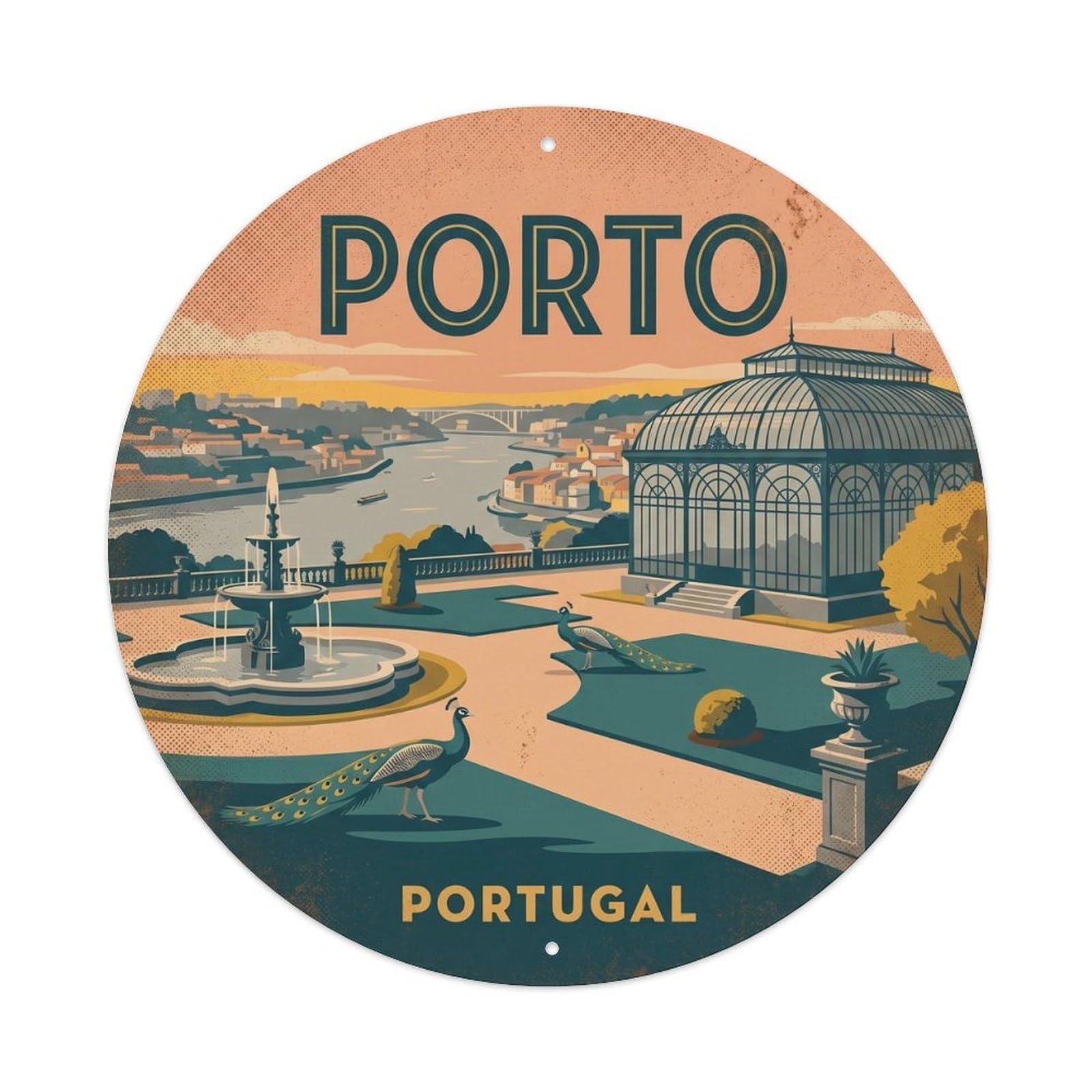 Olhnbad Style Portugal Landmark Travel Crystal Palace Heritage Metal Tin Sign