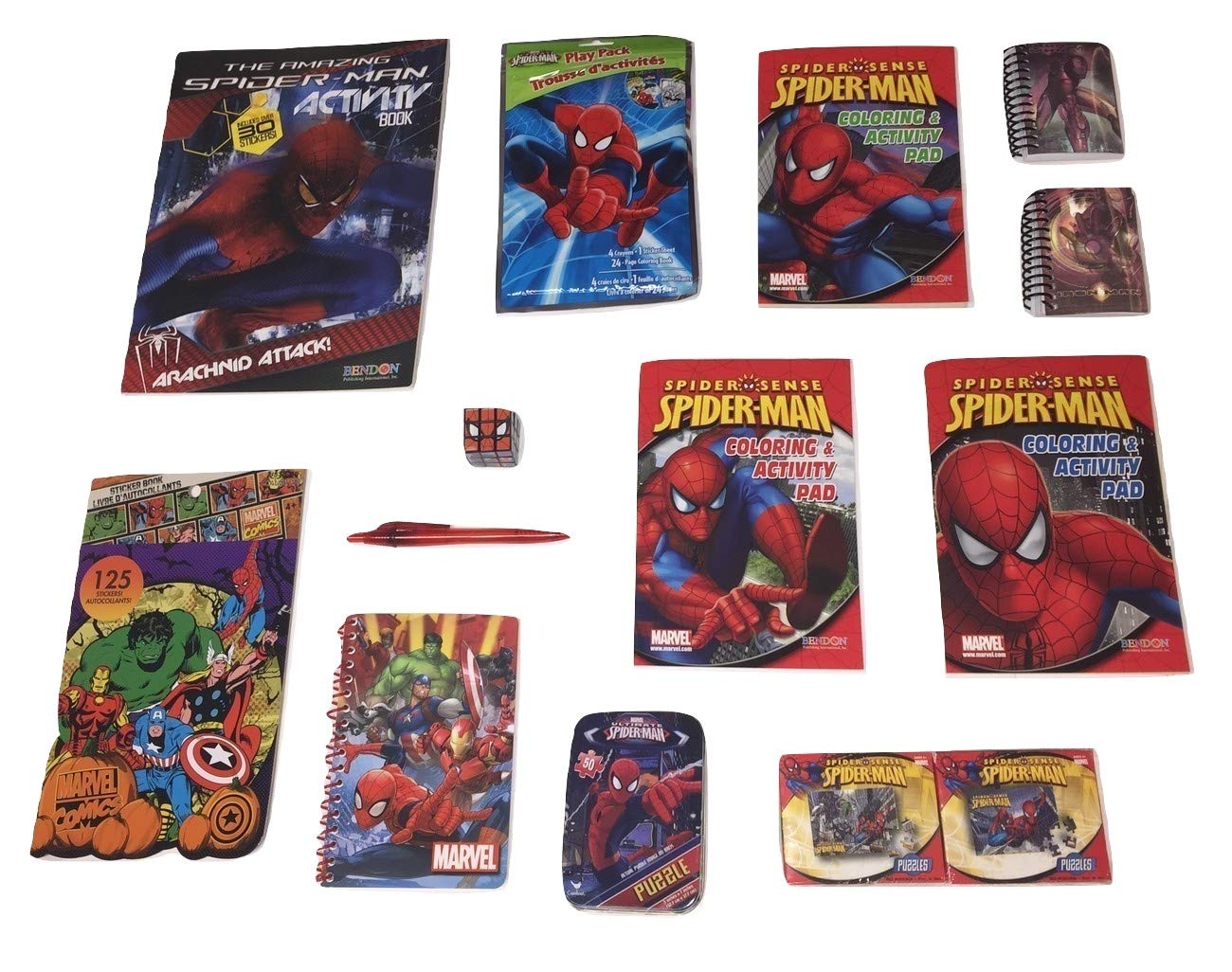 Marvel Spiderman Bundle of 13 Activity Gift Set Items, Arachnid Attack (Activity Book with Stickers,