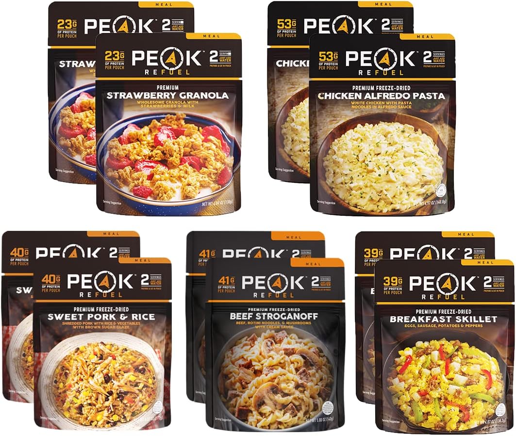 Peak Refuel Traverse Pack | Freeze Dried Backpacking and Camping Survival Food | Variety Meal Pouches | Amazing Taste | High Protein | Real Meat | Quick Prep