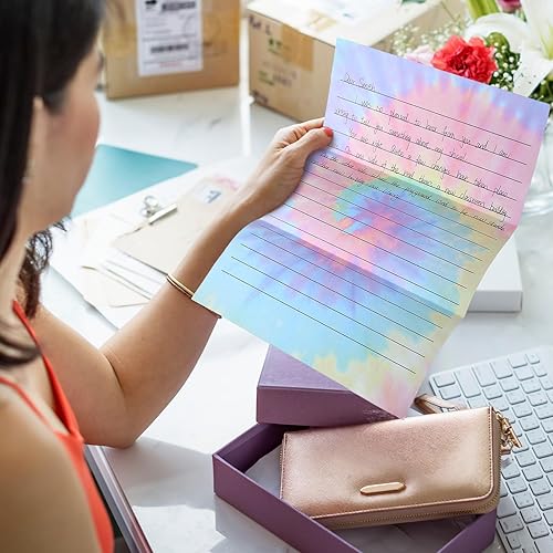 Miniatura 6 de Patelai 120 hojas de papel de escritura, 8.5 x 11 pulgadas, papel de escritura de letras forradas de doble cara para aula, lindo juego de papelería