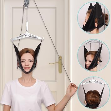 Cervical Neck Traction Device Over-The-Door, No Need for Handheld or Water Bag Portable Neck Stretcher,Effective Home Physical Therapy for Neck Pain Relief, Adjustable Tension Levels