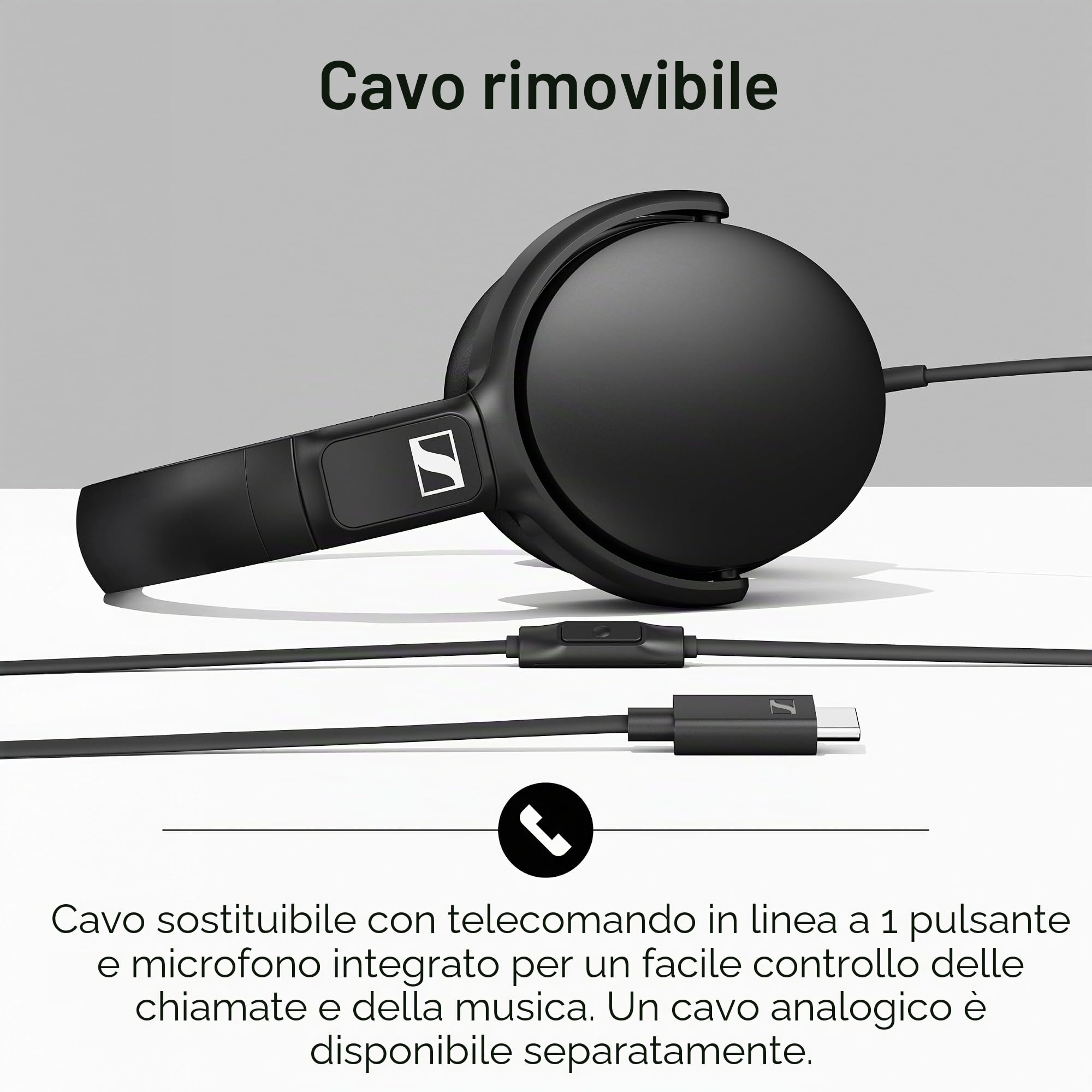 Sennheiser HD 400U - Cuffie over-ear con smart remoto, colore: Nero