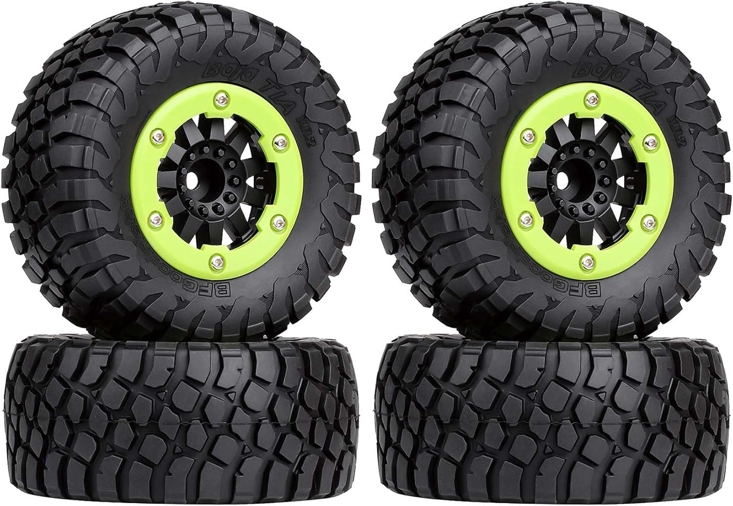 4PCS Rubber Tire and Plastic Beadlock Wheel Rim for 1/10 RC Short Course Truck RC Model Car Parts (Red)