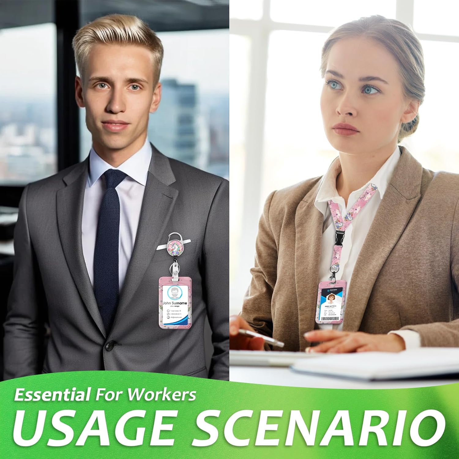 Cute Unicorn Magical Badge Holder Reel Lanyard, ID Card Badge Holder Retractable Name Tag Clips, Funny Nurse Teacher Office Student Gifts - Image 7