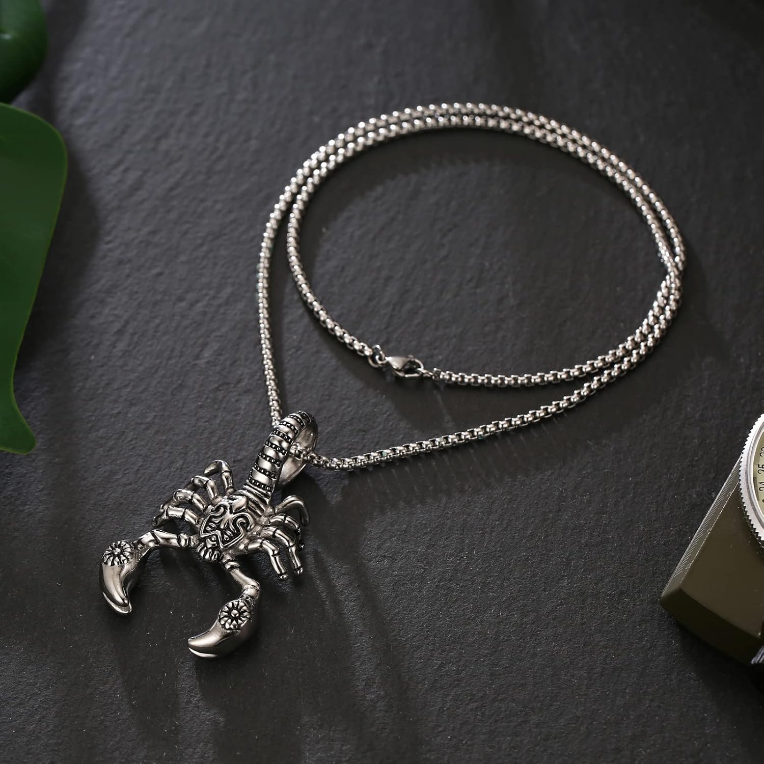 STWTR Men's Necklace Gothic Scorpion Pendant Silver Necklace Halloween Cosplay Costume Stainless Steel Pendant - Image 5