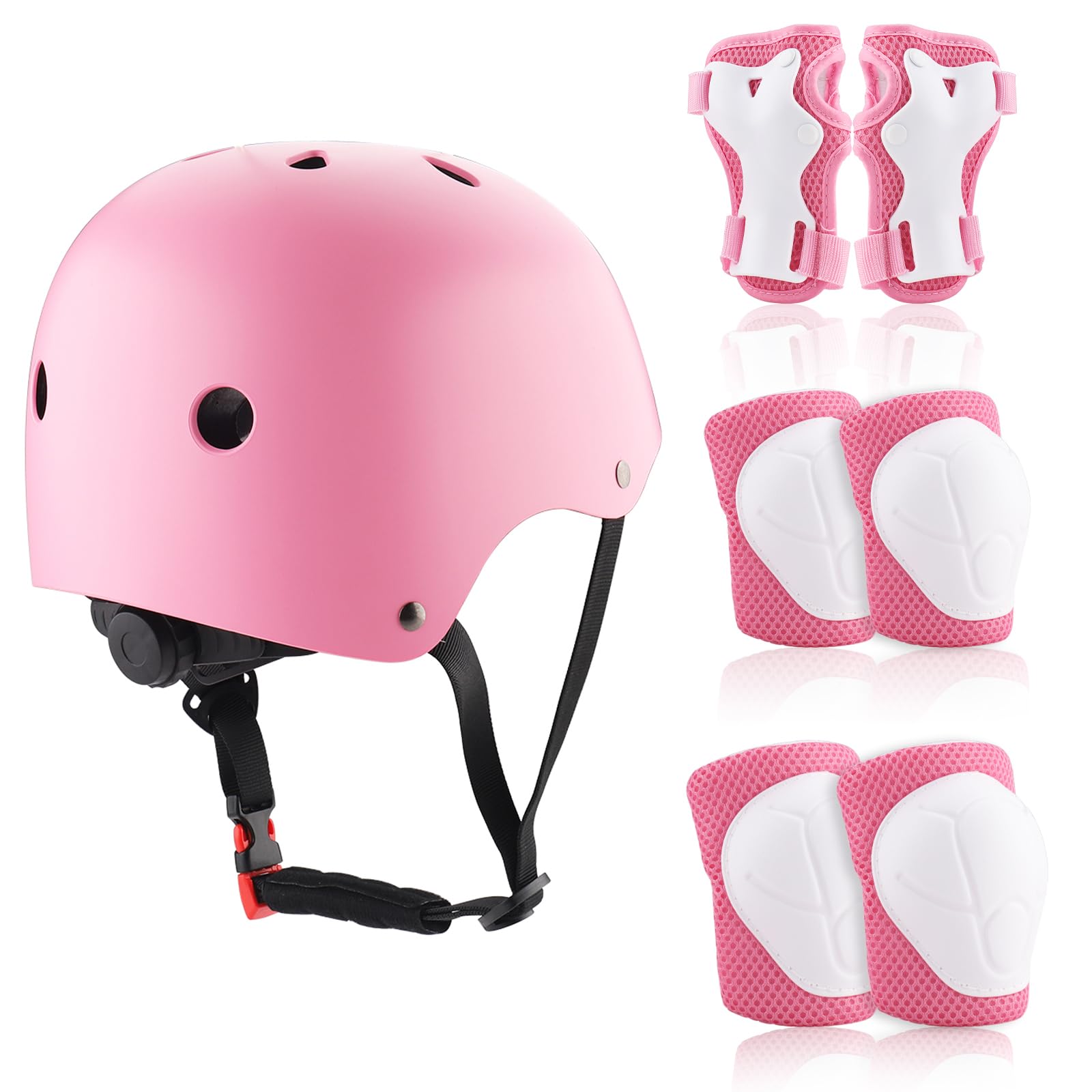 ZWOOS Protection Roller Enfants, Protections Coude Genoux Enfants, Protectiosn Velo Enfant, Protection Enfant Roller pour Roller, Skateboard, Vélo, Trottinette 3 à 10 Ans (Rose)