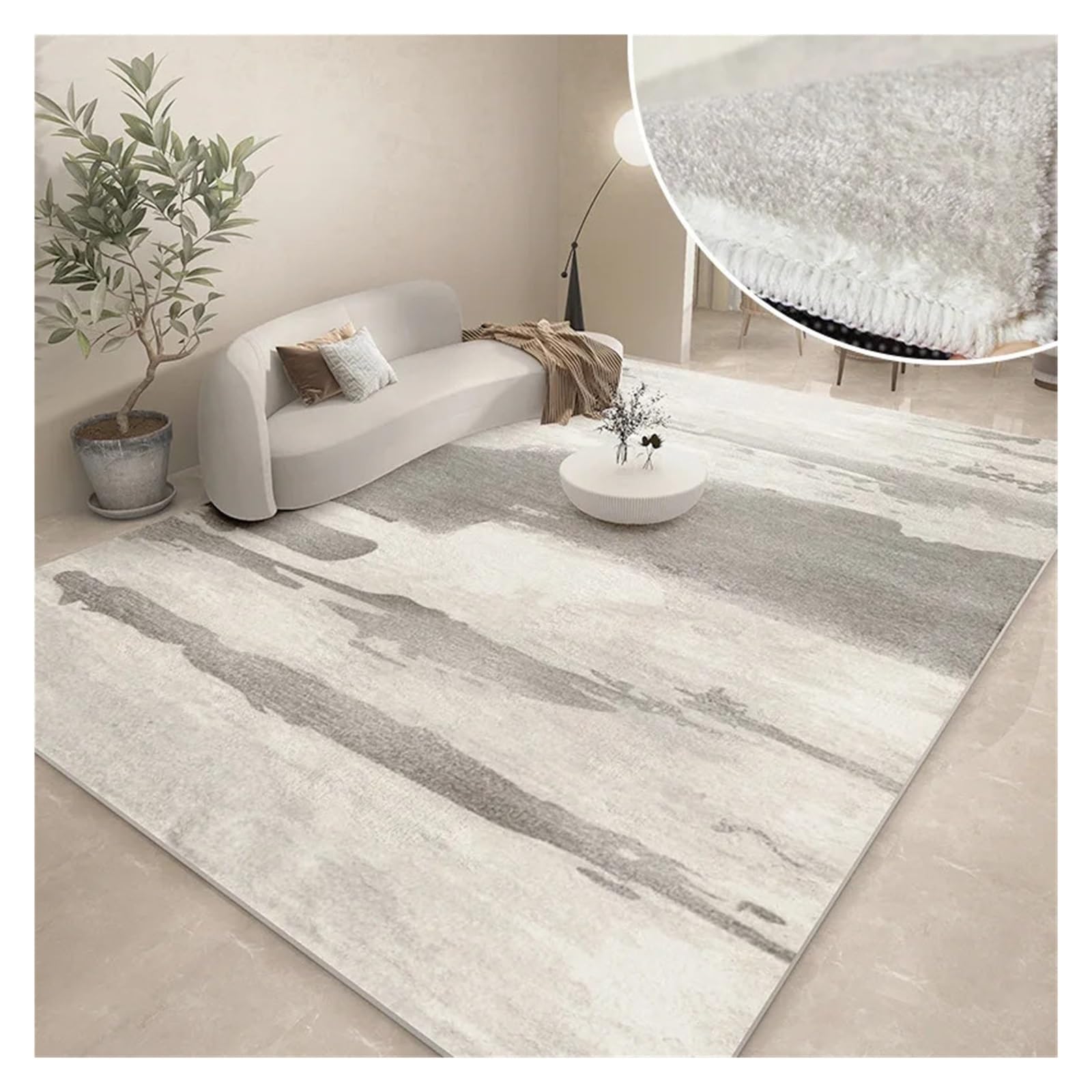 Tapis de sol épais gris abstrait multicolore pour salon contemporain