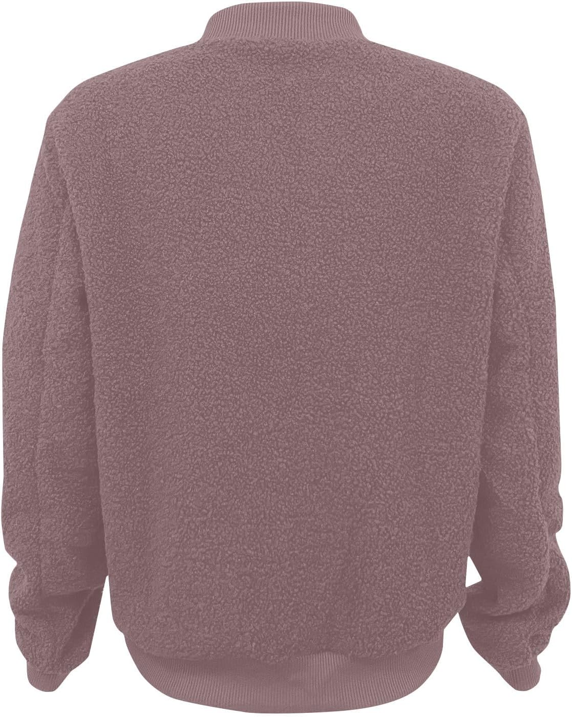 LIKEOUL Women's Sherpa Fleece Jacket Faux Fuzzy Long Sleeve Jackets Casual Zip Up Bomber Coat Soft Warm Fall Fashion Coats