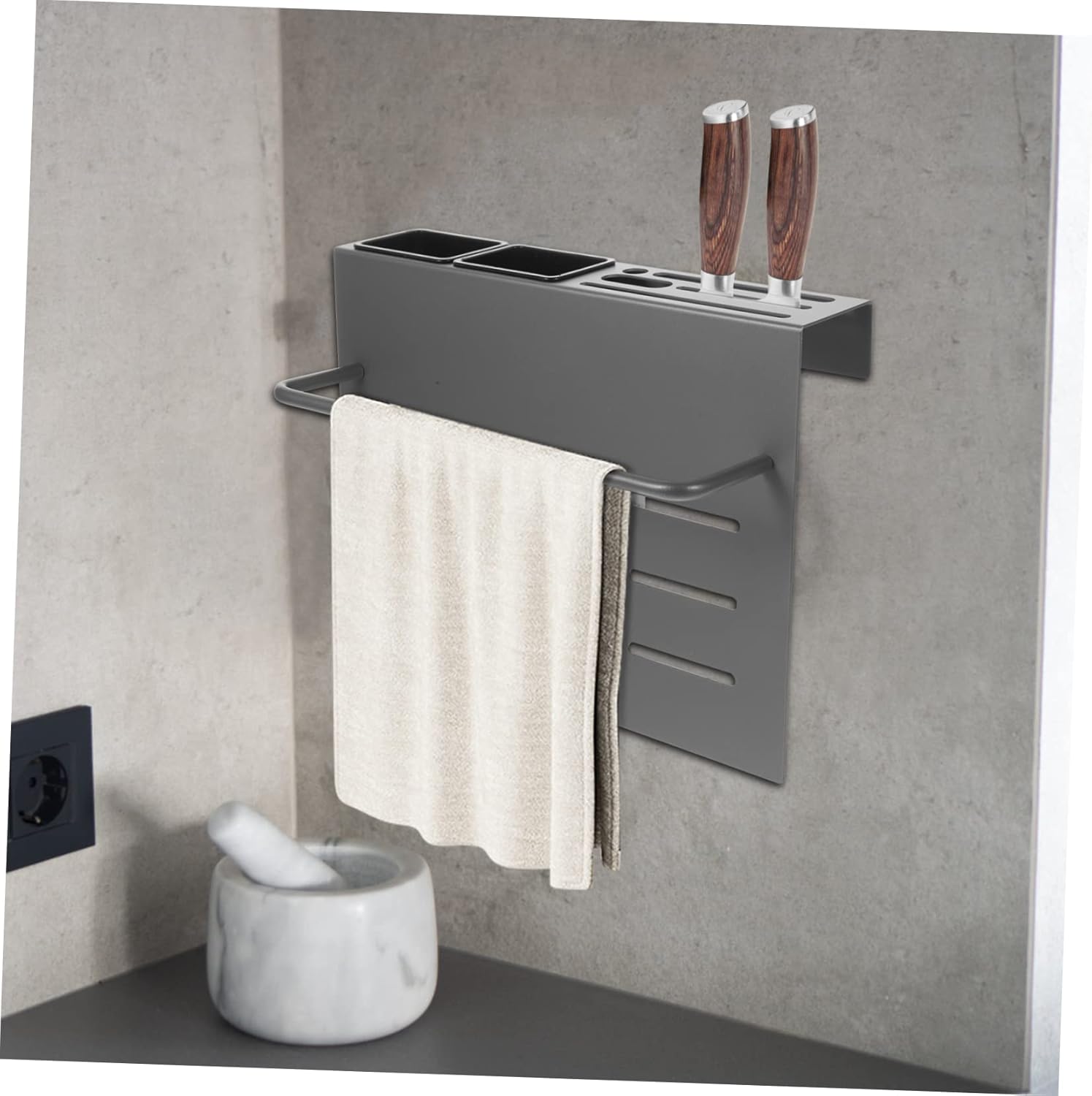 Cabilock Wall-mounted Cutlery Holder Drainage Multi-functional Kitchen Utensil Organizer for Chopsticks Knives and Cutting Boards and Design