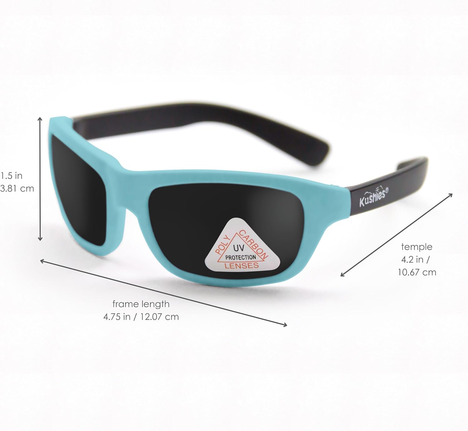 Kushies Kid Size Dupont Rubber Sunglasses with Polycarbonate Lenses (Toddler, Turquoise)