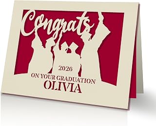 EDSG Personalized Graduation Cards Congratulations Grad Gift Graduation Decorations Supplies Laser Paper Cut with Any Name & Date for Him Her Son Daughter Brother Friend