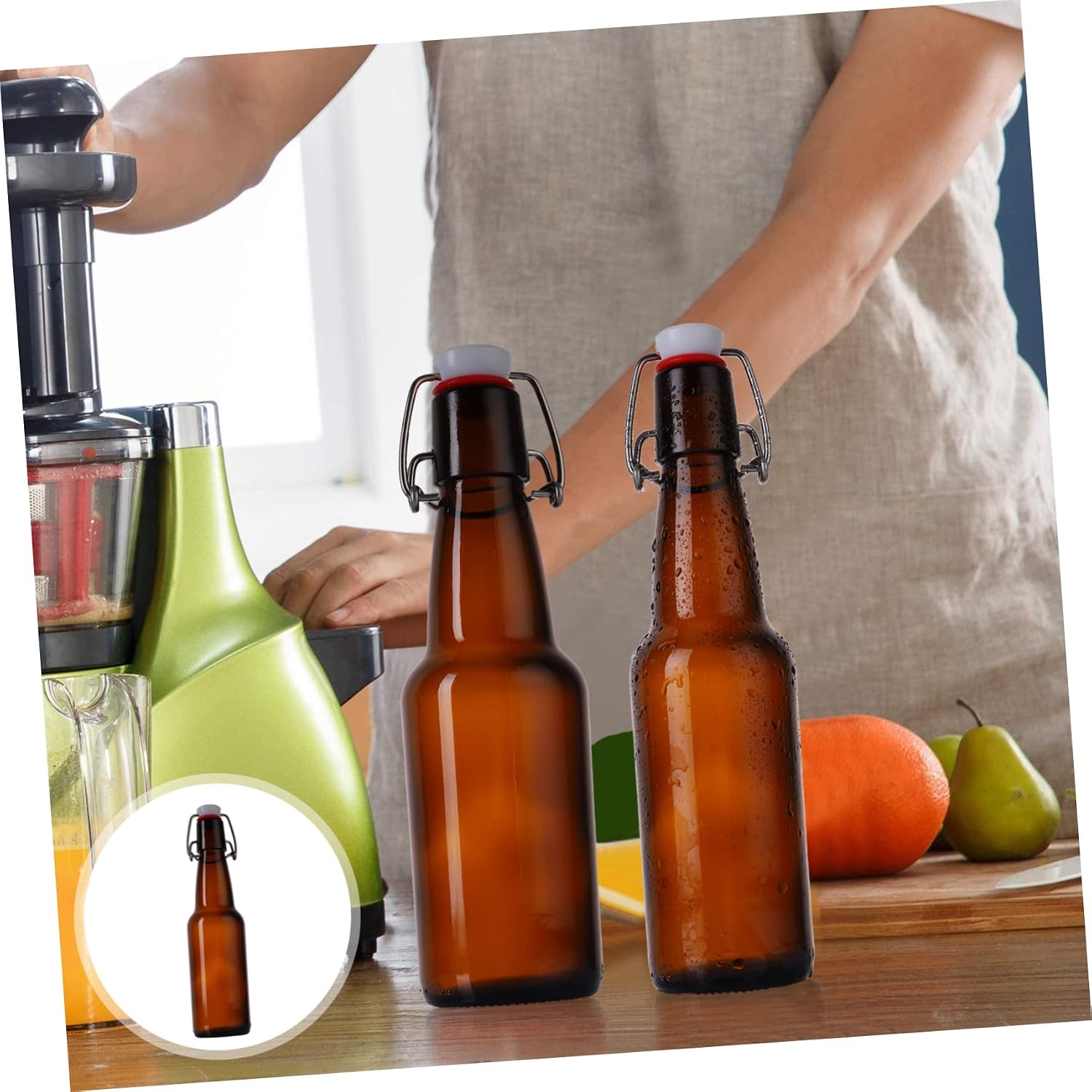 ABOOFAN 2 Pcs Buckle Glass Beverage Bottles Beer Storage Containers Cracking Design for Home Outdoor Use Juice and Beverage Sealed Jars
