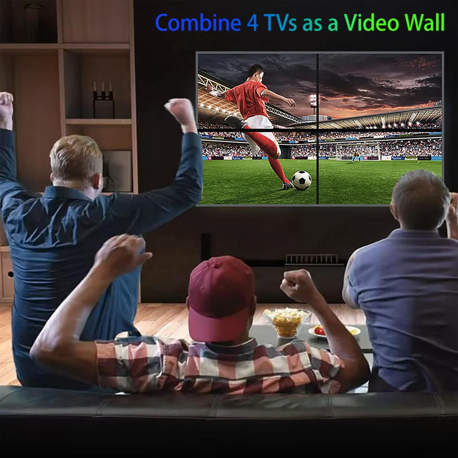 Video Wall Controller 2x2 4K TV Splicing Wall Processor HDMI & DVI Input 4 TV Screens Into 1 Wall Display Support IR Remote, RS232, 180°Rotate, 2x2,1x1,1x2,1x3,1X4,1x5