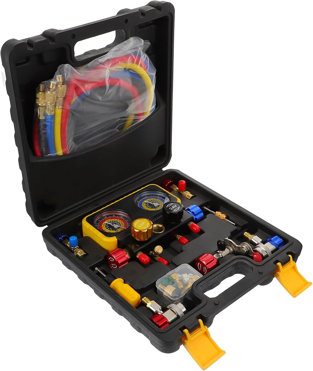 Ac Manifold Gauge Set Refrigerant Gauge Fluoride Table Diagnostic Kit Storage Box Included Easy to Read Random Color