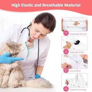 Coppthinktu 2 PCS Cat Recovery Suit for Spay Abdominal Wounds Cat Onesie for Cats After Surgery Recovery Suit Female Breathable E-Collar Alternative Kitten Onesie Anti Licking Small