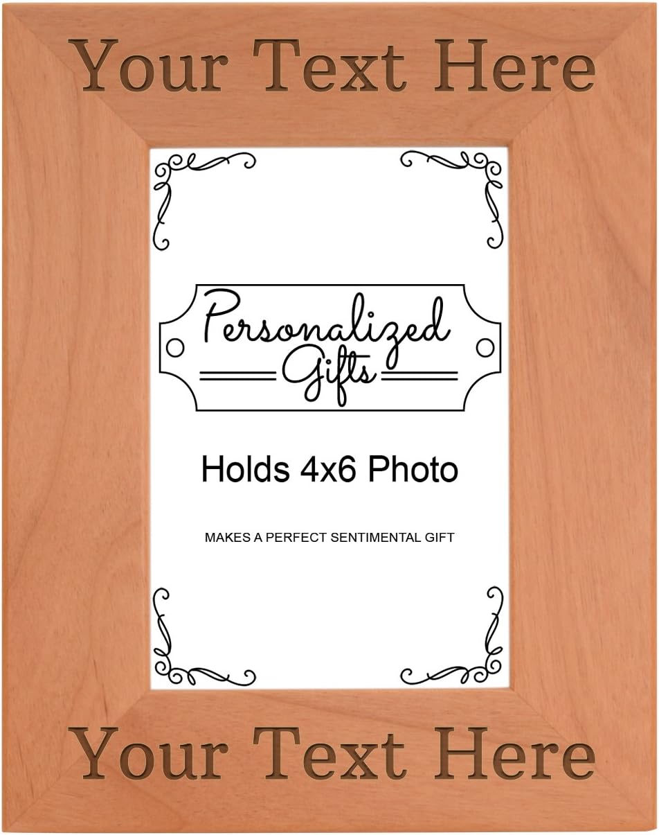Customized Picture Frame Your Message Personalized Wood Engraved 4x6 Portrait Picture Frame