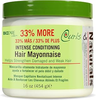 Curls & Naturals Intense Conditioning Hair Mayonnaise with Shea Butter, Honey, and Olive Oil – Deep Moisture - 16 oz