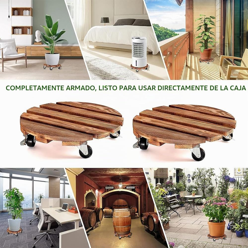 2 Piezas Base con Ruedas,Plataforma con Ruedas es Edondo-hasta 100 KG-30 * 30 CM Soporte con Ruedas para Macetas,Base con Ruedas para Macetas para Uso en Interiores y Exteriores