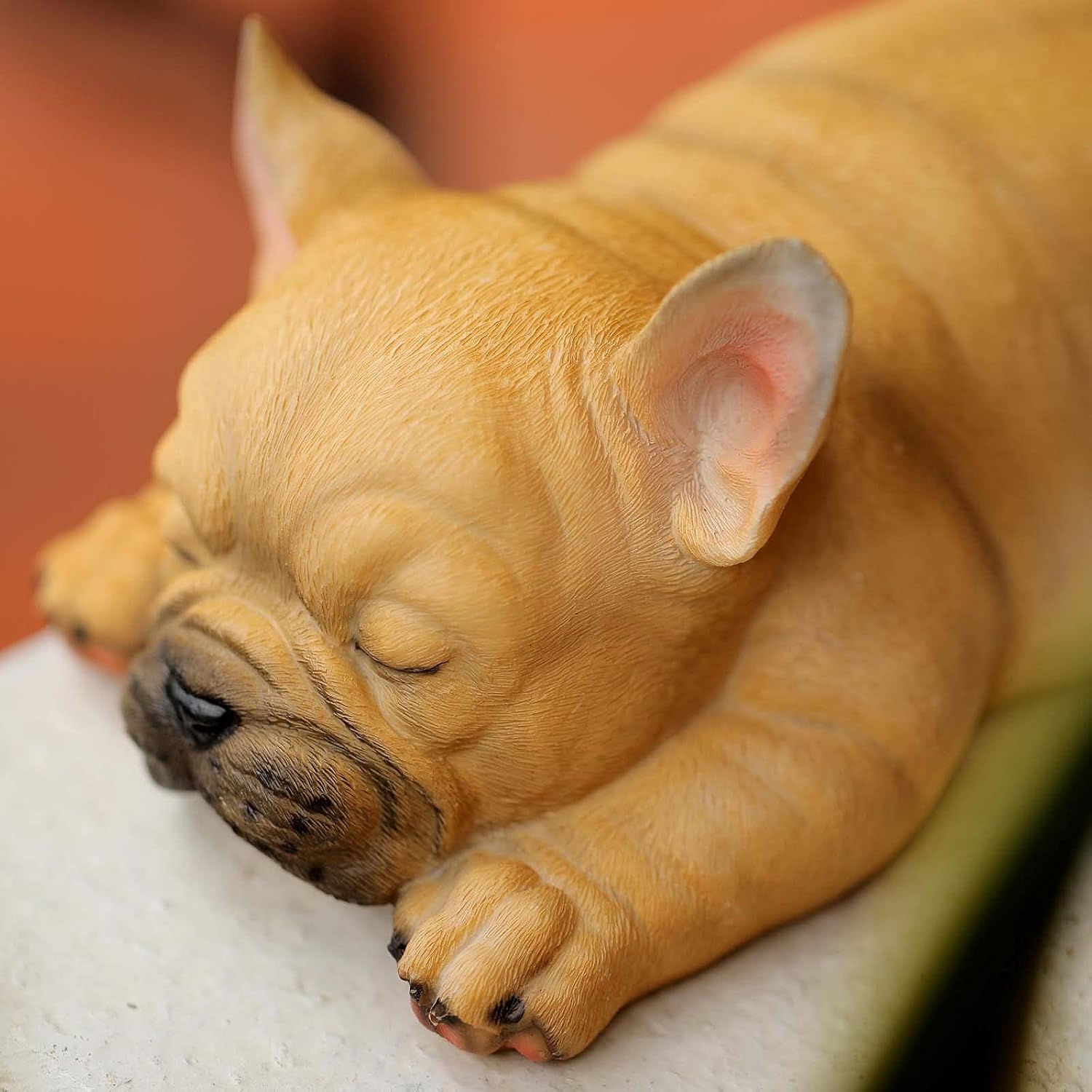 Outdoor Patio Garden Sculpture-Statue Decor - Cute French Bulldog Puppy Statue Pet Memorial Figurine Gift, Lying Sleeping Frenchie for Indoor Outdoor Porch Yard Lawn Decoration (9.6” Sleeping B)