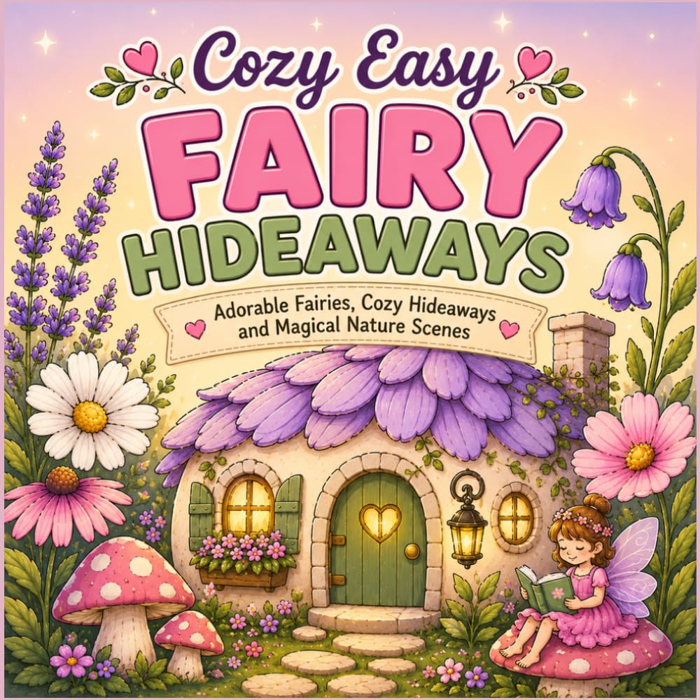 Cozy Easy Fairy Hideaways: Adorable Fairies, Cozy Hideaways, and Magical Nature Scenes for Relaxing Coloring Fun