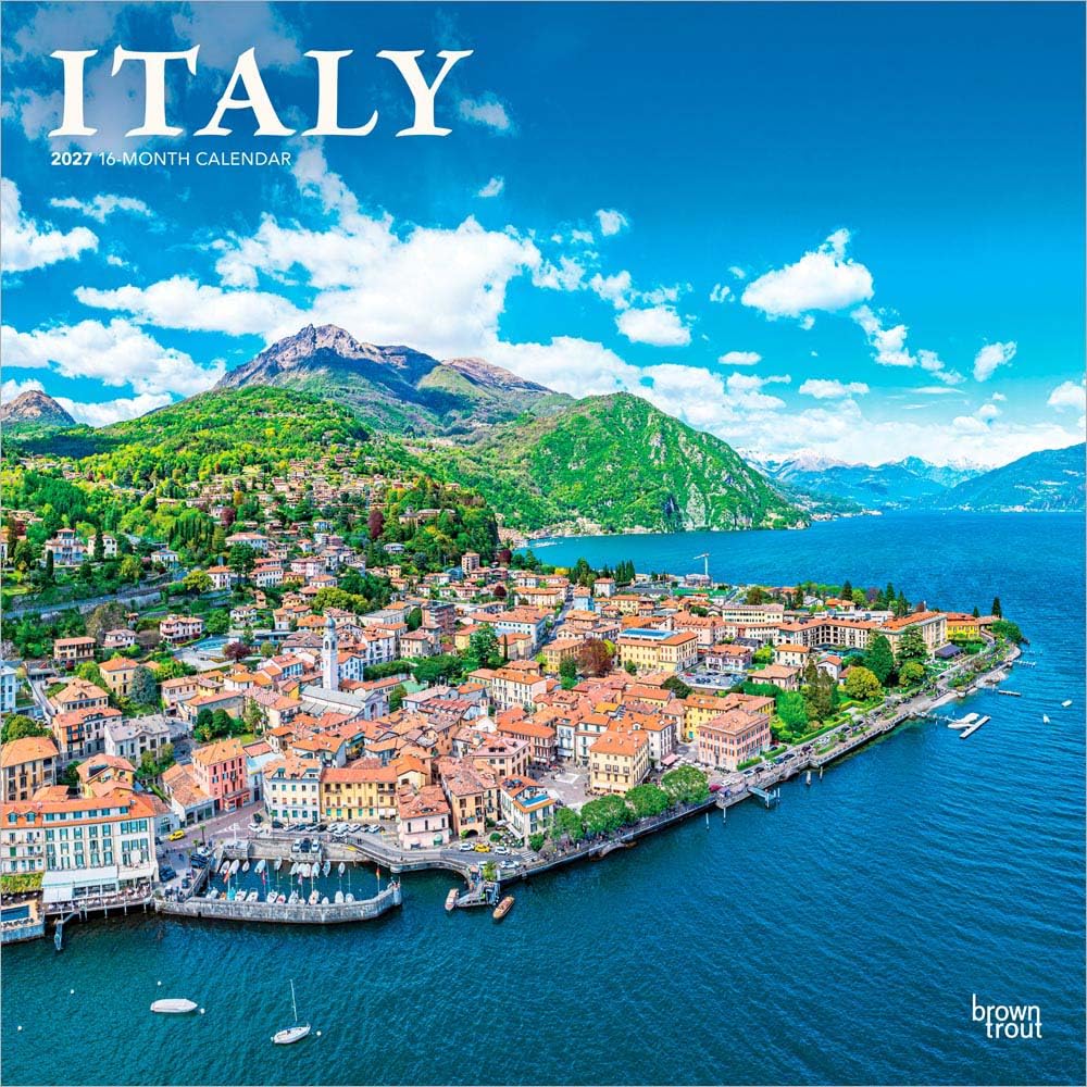 Italy 2027 12 X 24 Inch (Hanging) Monthly Square Wall Calendar Plastic-Free: Original BrownTrout-Kalender [Mehrsprachig] [Kalender]