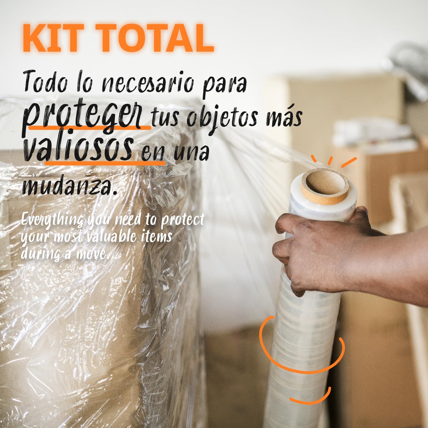 Cinta Adhesiva, Film Transparente y Rollo Burbujas para Embalaje de Cajas y Muebles, Kit de Embalaje Completo, Protección ideal para Envíos y Mudanzas - Ofituria (Kit Total)