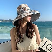 Vista 2 de Sombrero de sol de ala súper ancha para mujer, de algodón, plegable, reversible, con borde con cable, protección UV, verano, playa, viajes, jardín