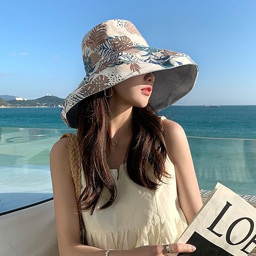 Miniatura 2 de Sombrero de sol de ala súper ancha para mujer, de algodón, plegable, reversible, con borde con cable, protección UV, verano, playa, viajes, jardín