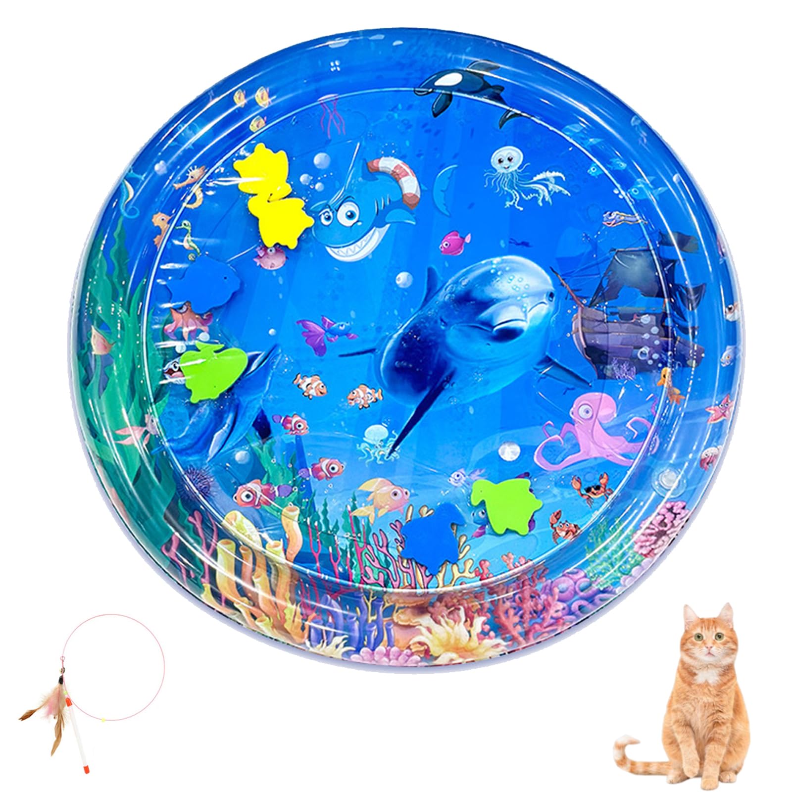 Materassino sensoriale ad acqua, tappetino da gioco ad acqua, per gatti, fresco, confortevole e spesso, per l’estate, per animali domestici (1 pz. O, 65 x 65 cm)
