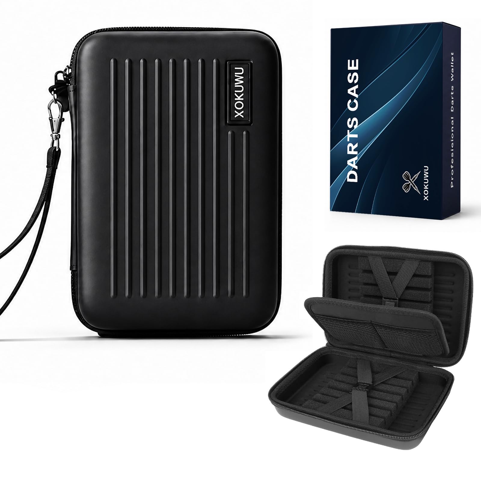 XOKUWU Dart Case for Steel/Soft Darts-Holds 12 Darts and Accessories, Portable & Durable, Professional Darts Accessories Holds 2 Sets Darts Wallet, Portable & Durable, Protective EVA Material, Black