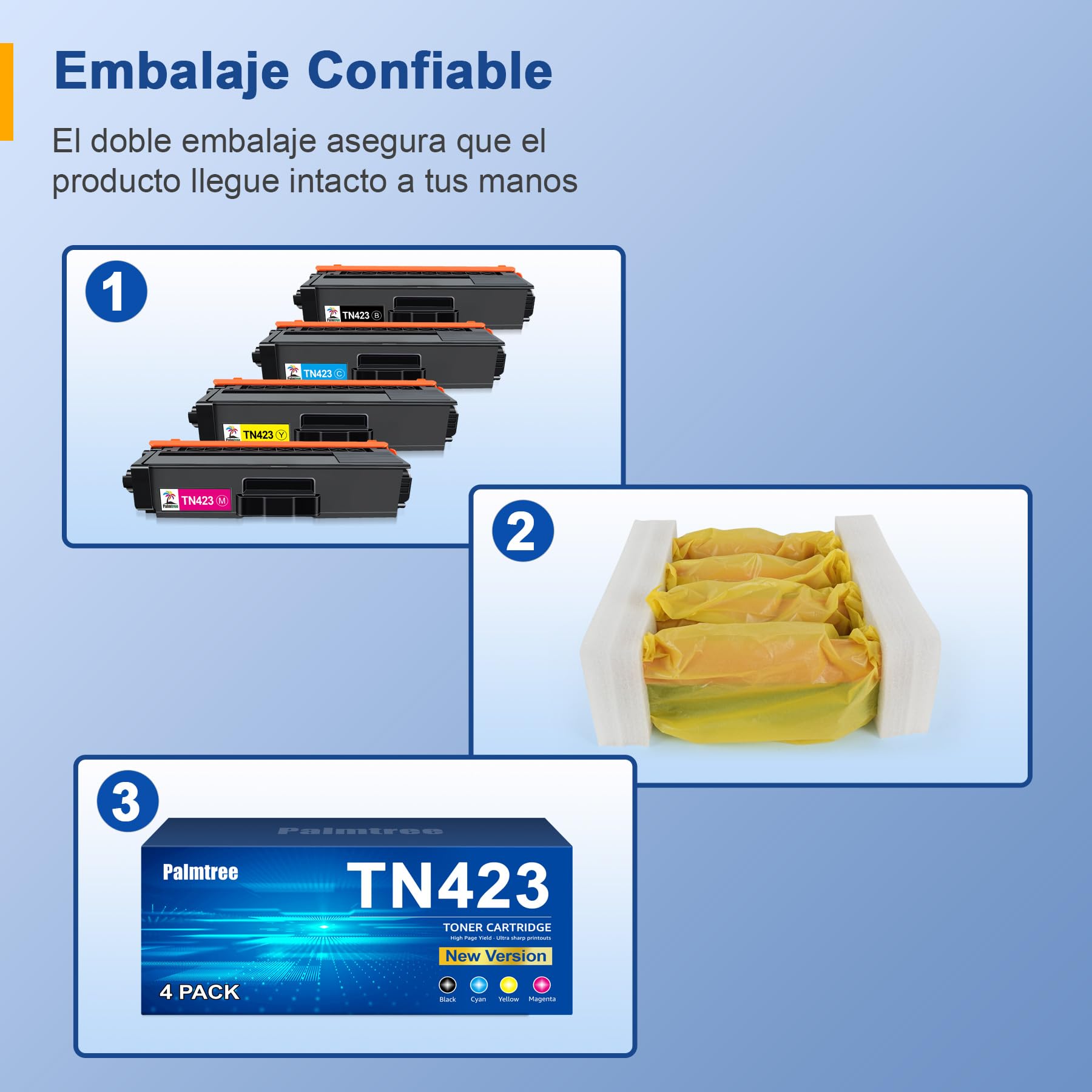 Palmtree TN423 Tóner Compatible con Brother TN-423 TN423BK TN421 para Brother MFC-L8690CDW MFC-L8900CDW HL-L8260CDW HL-L8360CDW DCP-L8410CDW DCP-L8410CDN (Negro, Cian, Amarillo, Magenta, Paquete de 4)