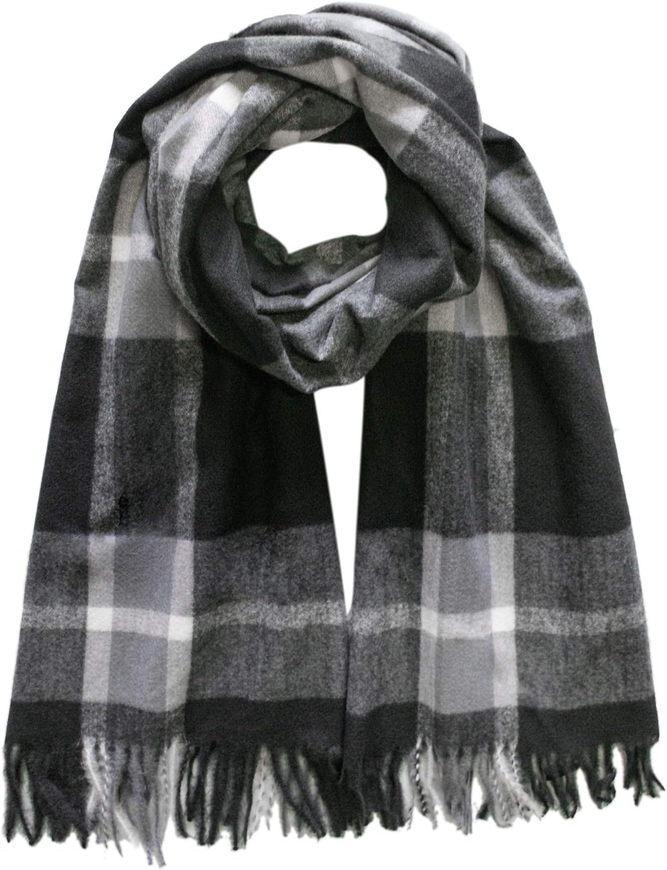 Urban CoCo Women's Tartan Plaid Blanket Scarf Winter Checked Wrap Shawl (Series 8 Black)