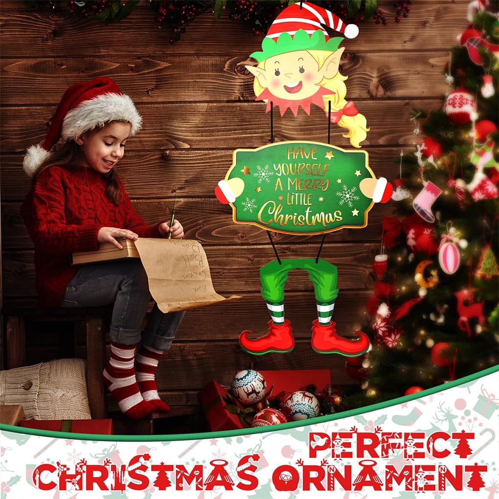 Letrero de Puerta con luz LED de niña elfa para Madera navideña, Puerta para Madera Encantadora, Regalo Feliz Navidad, excelente Servicio al Cliente