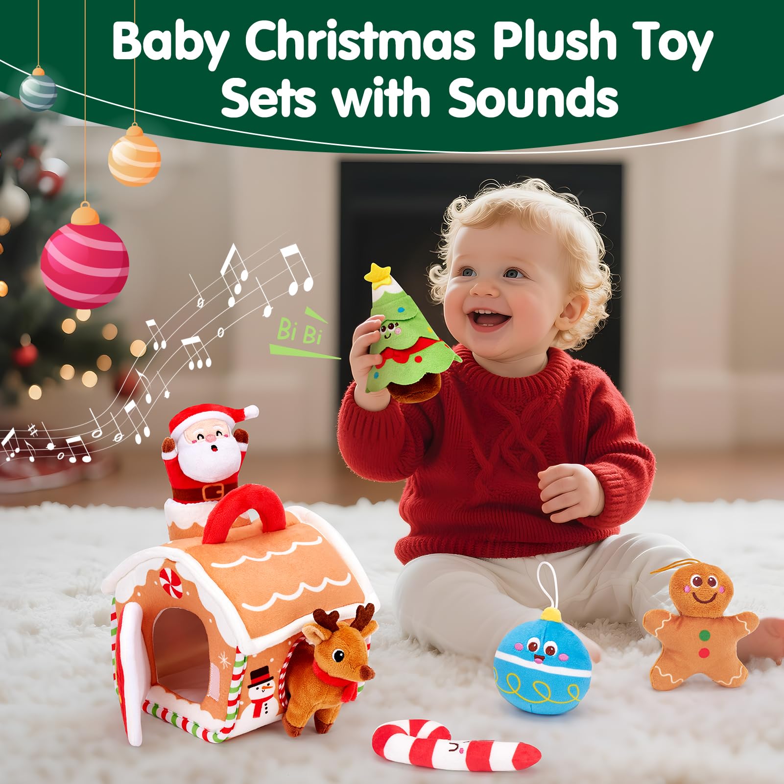 hahaland Baby Toys 6-12 Months, Soft Toddlers Christmas Babies Gifts, Interactive Baby Sensory & Musical Plush Toy - Image 2
