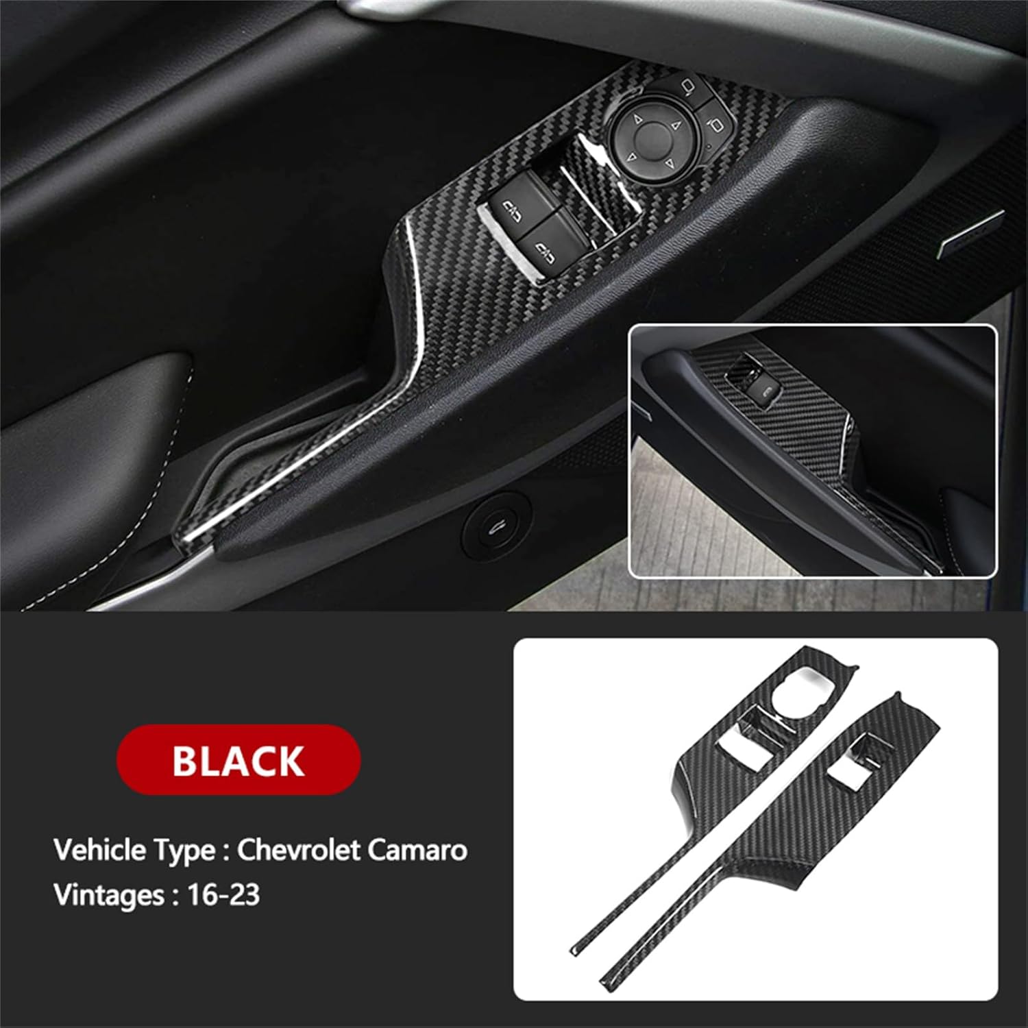 Window Switch Panel Cover Trim For Chevrolet Camaro 2016-2024 Carbon Fiber