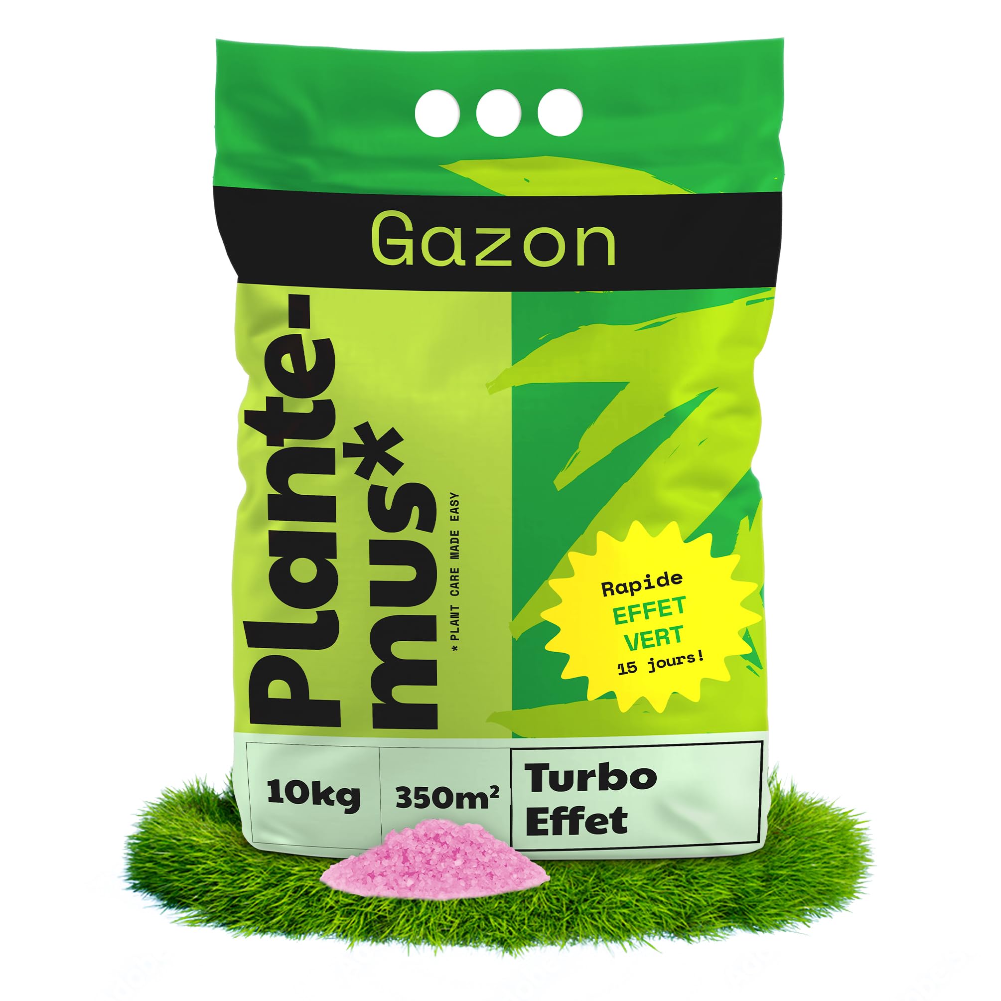 PLANTEMUS Engrais pour Gazon Effet Vert Turbo 350 m² Microcristaux Ultrasolubles Engrais Azoté 10 kg