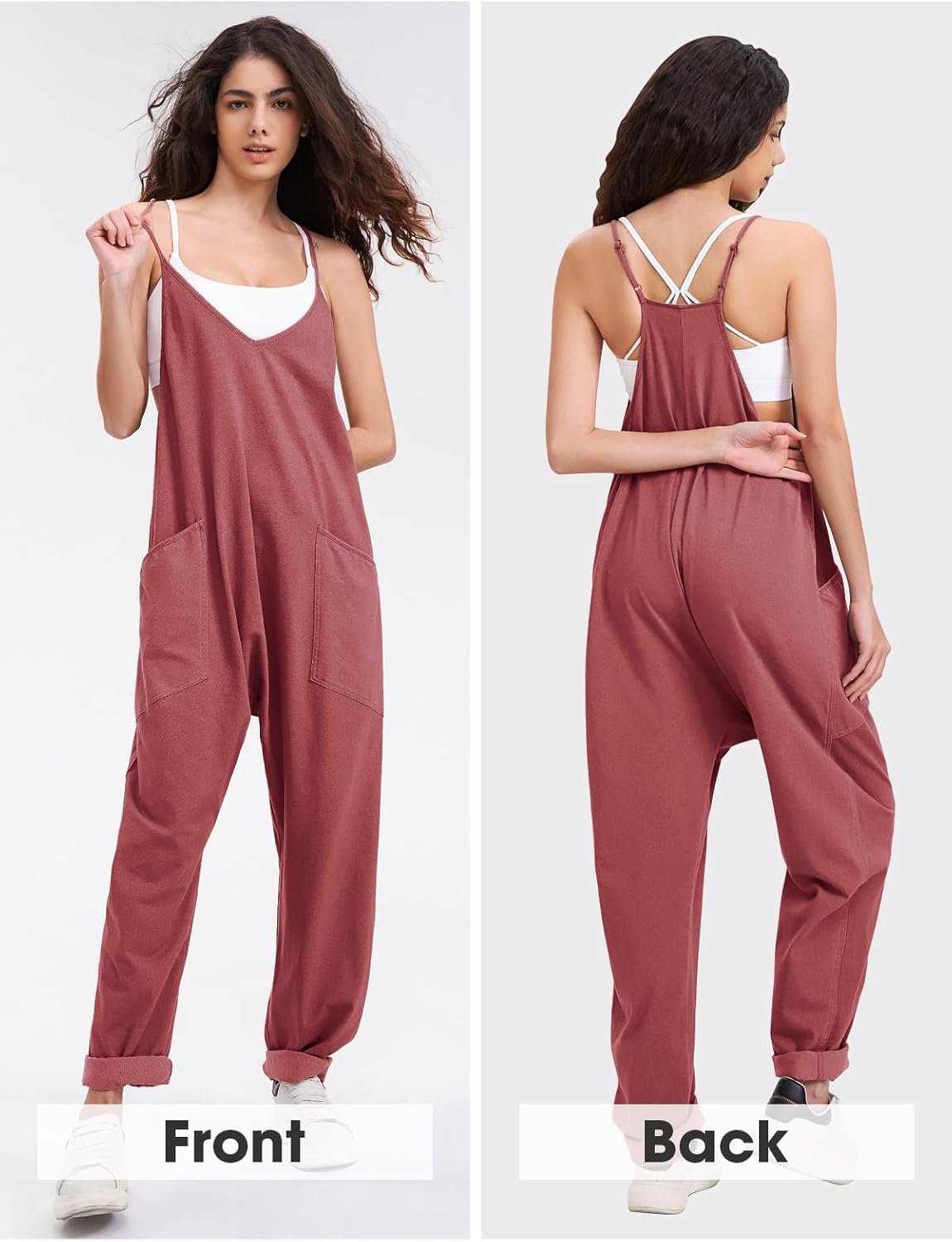 EXLURA Womens Casual Summer Jumpsuits 2026 Romper Bib Outfits Beach Vacation Denim Trendy Fashion Overalls with Pockets - Image 2