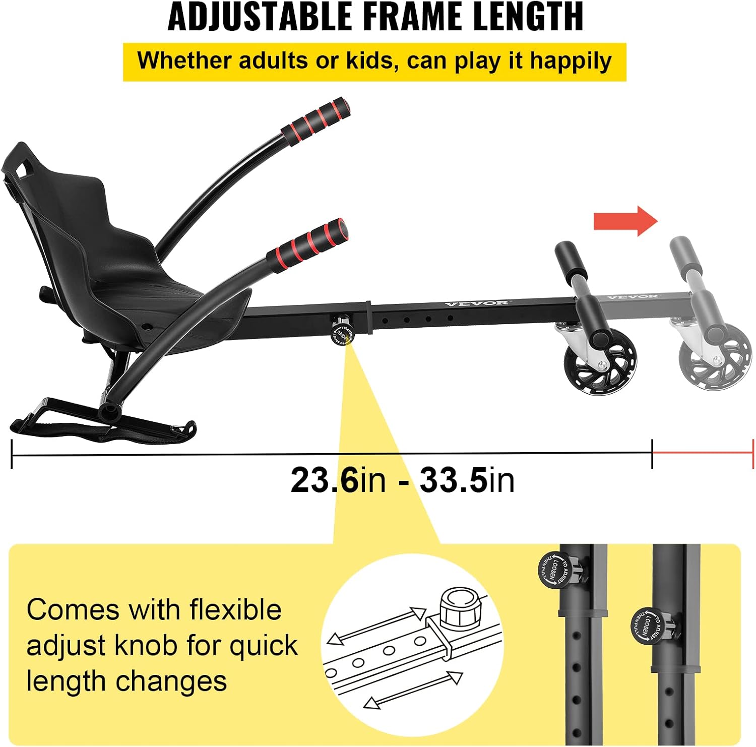 VEVOR Hoverboard Seat Attachment for 6.5" 8" 10" Self Balancing Scooter