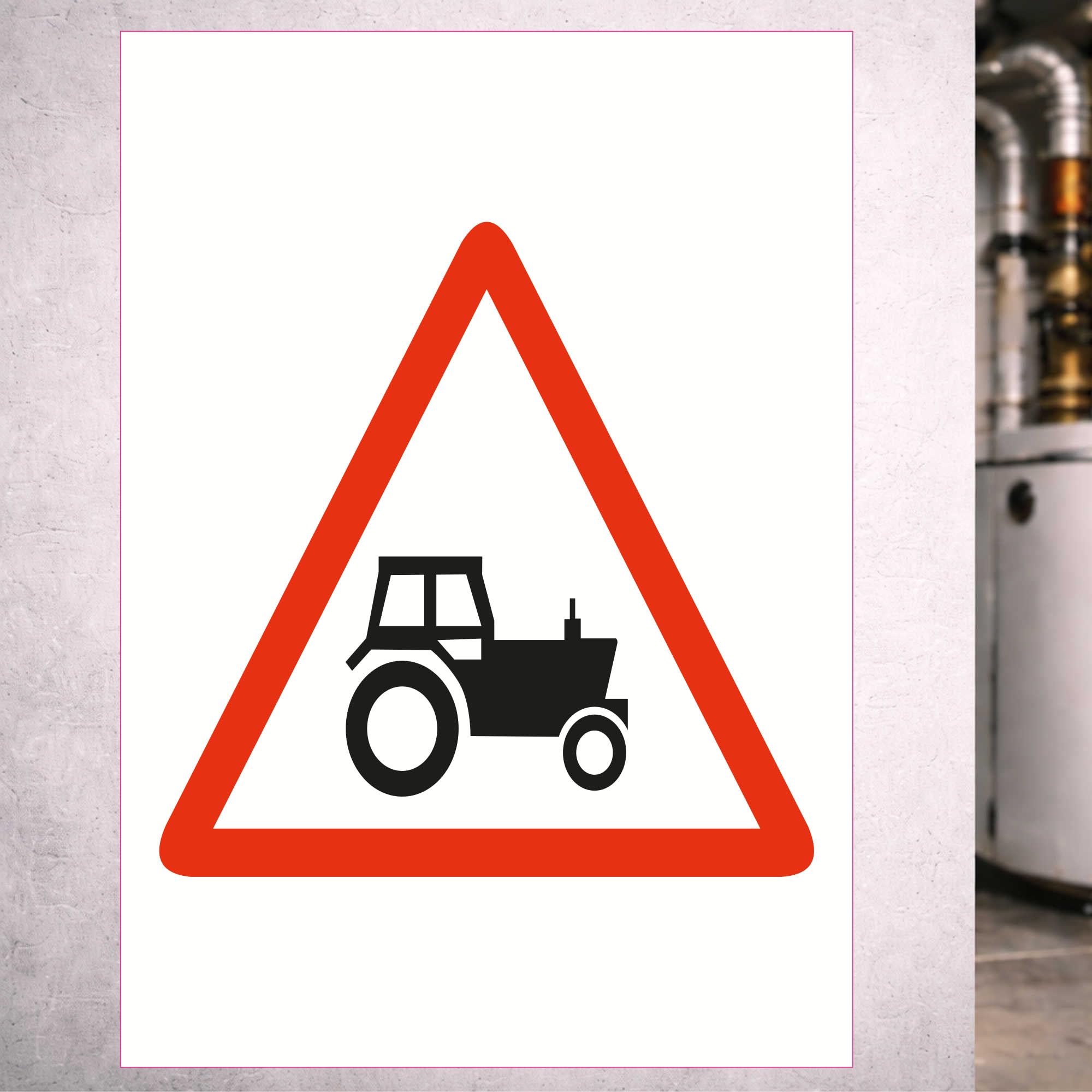 Indigos UG - Aufkleber Traktor Achtung - 594x840 - Hinweisschild Warnschild Sicherheitsschild - Sticker - für Innen und Außen