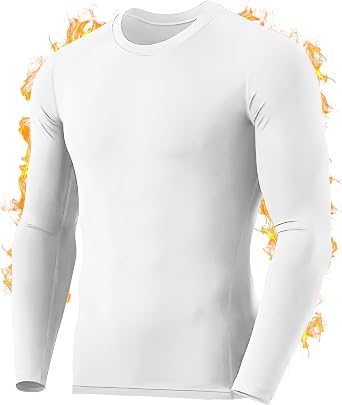 Mens Thermal Compression Shirts, Long Sleeve Fleece Lined Base Layer, Cold Weather Gear Athletic Undershirt Top