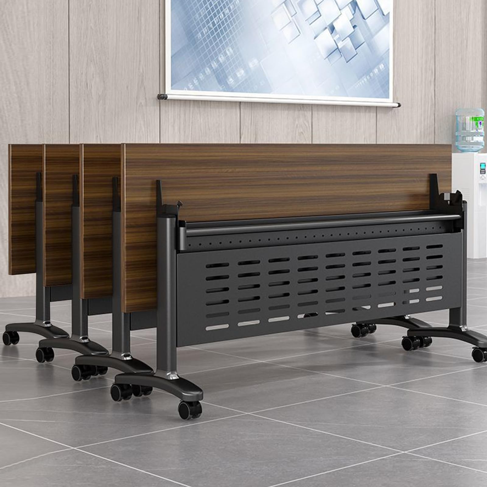 HTDRE Mobile Folding Conference Table with Silent Wheels - Rectangular Meeting & Training Table for Conference Rooms Seminar Use (47.2" x 23.6" x 29.5")