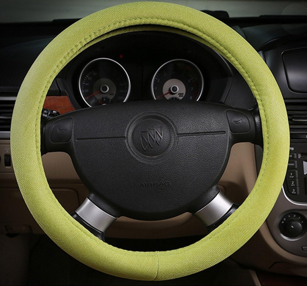 Linen Steering Wheel Cover Cooler Hands In Summer 15 Inch (green)