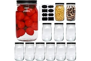 QAPPDA 32 OZ Multipurpose Clear Glass Jars with Airtight Lids