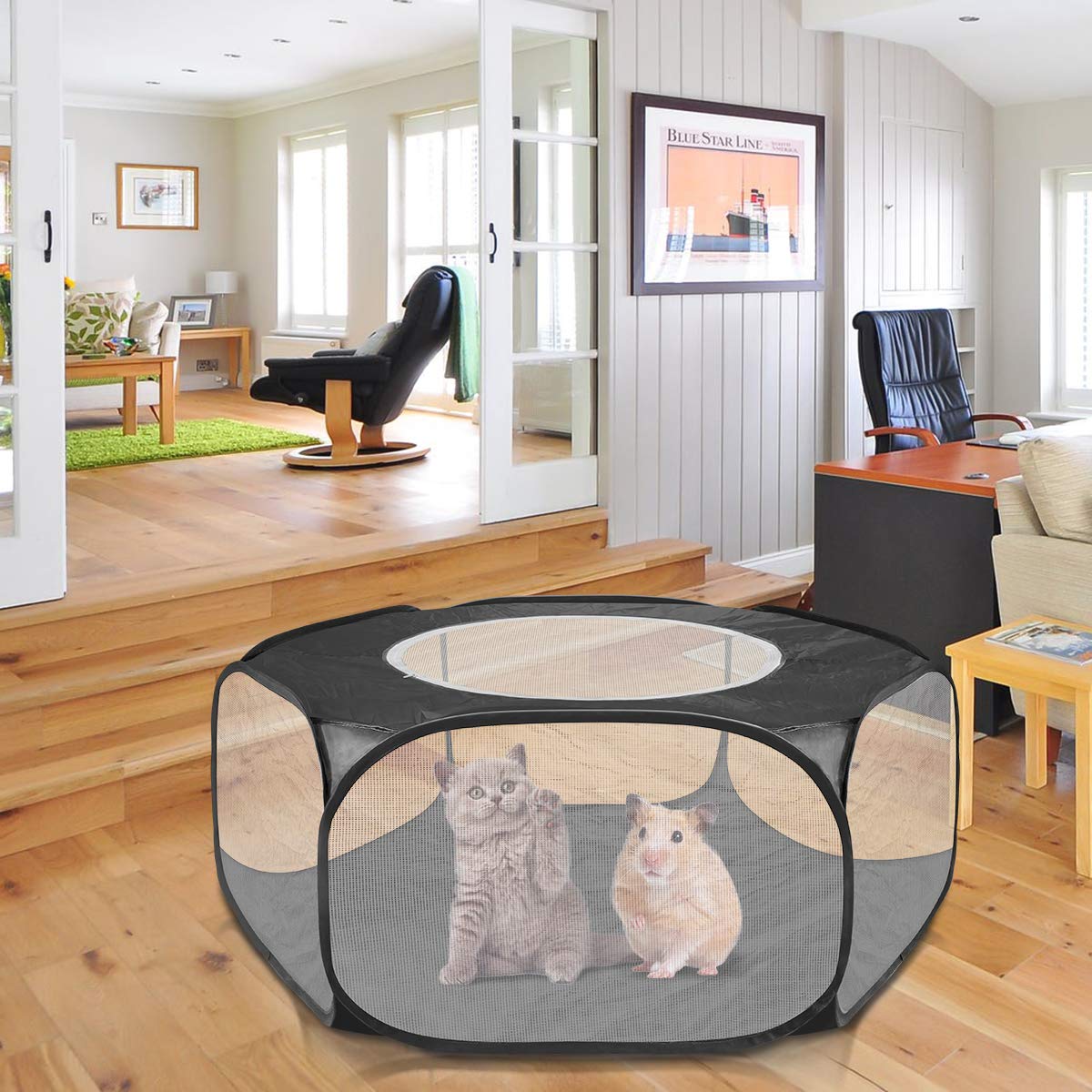 Corralito para Mascotas Fondo Impermeable Portátil Plegable Pequeña Jaula de Cerca de Animales Tienda con Cubierta con Cremallera para Hamster Chinchillas Cobayas