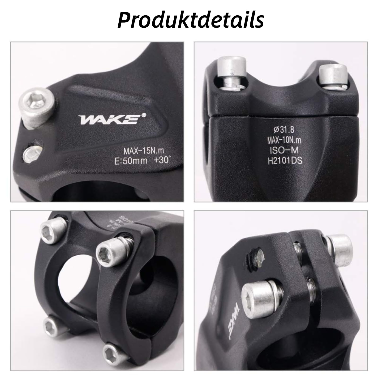 GoHZQ Fahrrad Vorbau 30° Grad 31,8 mm Fahrrad Lenkervorbau 50 mm Aluminiumlegierung Mountainbike Lenkerschaft für Fahrrad, Rennrad, MTB, BMX