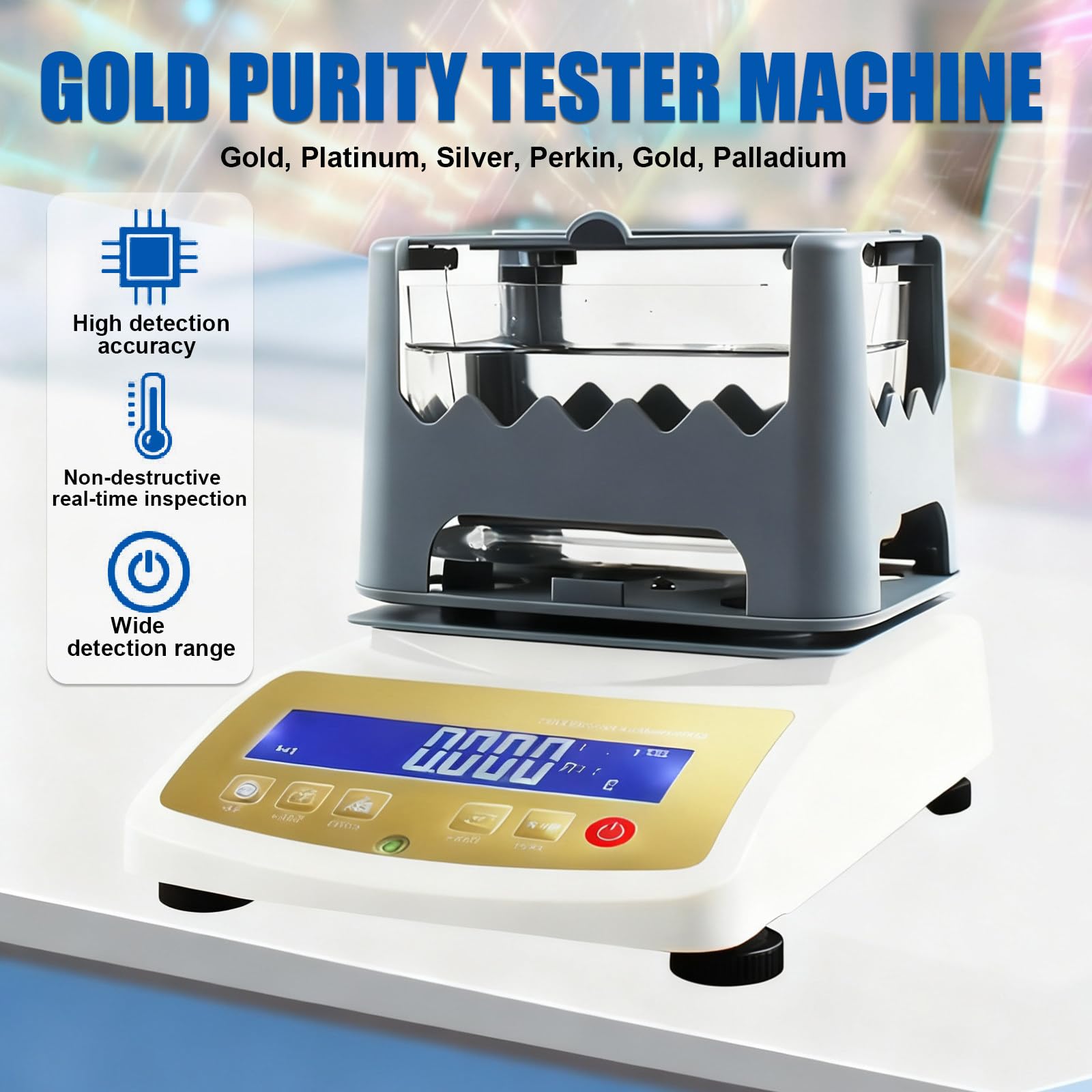 Miernik Gęstości Złota, Tester Czystości, Dokładność 0,001 G/Cm³, Wyświetlacz Lcd | Urządzenie Do Badania Czystości Złota, Srebra, Platyny, K-Złota, Wbudowany Akumulator 600k