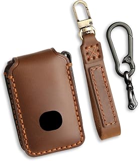 OLLEN Genuine Leather Key Fob Cover, Fit for Mazda 3 6 CX-5 CX-9 CX-12 CX-30 CX-50 MX-5, Fit for Miata 2019-2025~, with Leather Keychain and Zinc Alloy Buckle, Brown