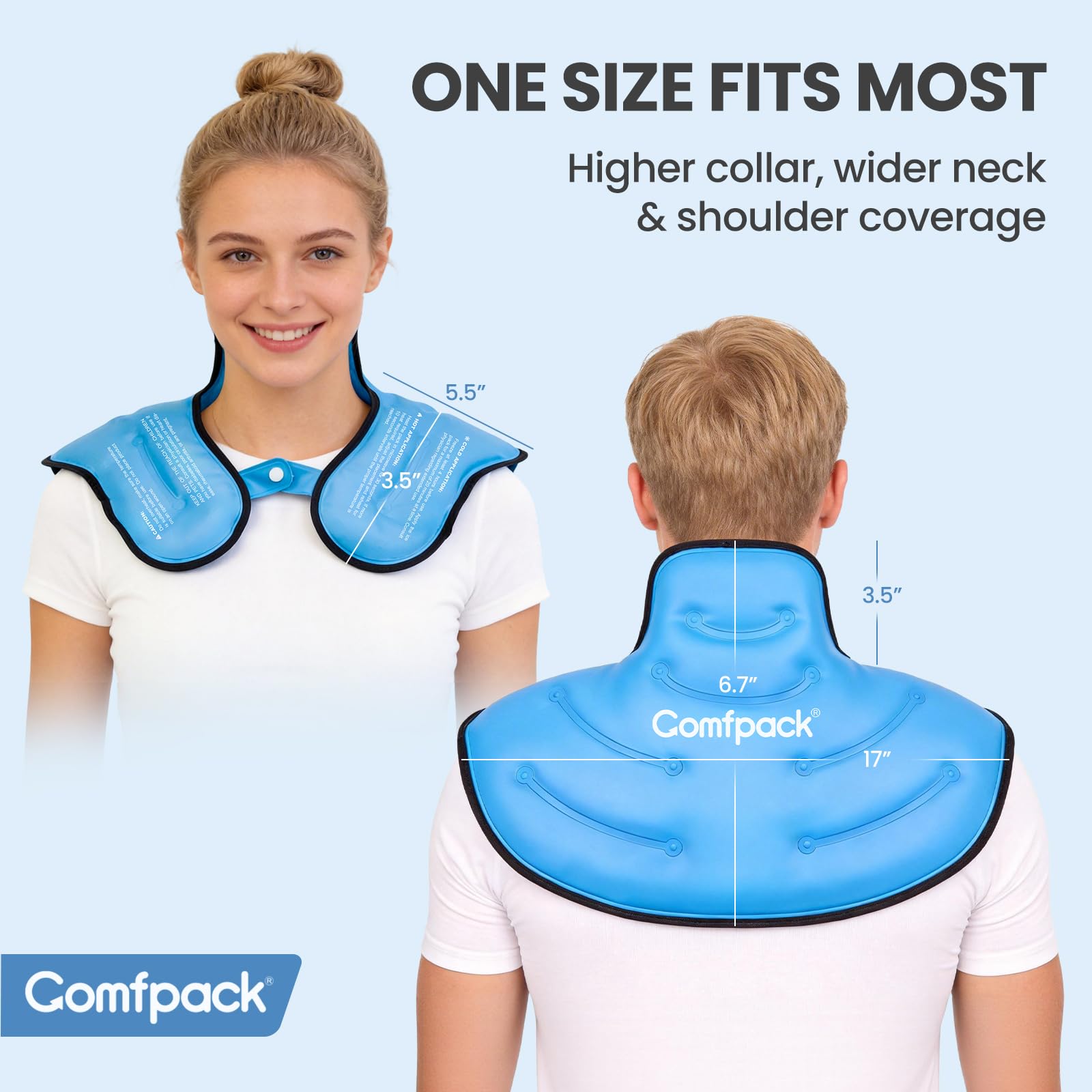 Comfpack Bolsa de hielo para alivio del dolor de cuello y hombros, bolsa de hielo de gel reutilizable para terapia de compresión fría y caliente, bolsa de hielo para lesiones, hinchazón, cirugía